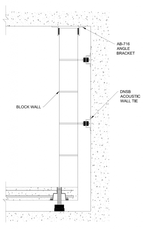 Cross section of an acoustically isolated block wall